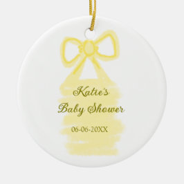 Elegant av modern babydusch-gult för vattenfärg julgransprydnad keramik