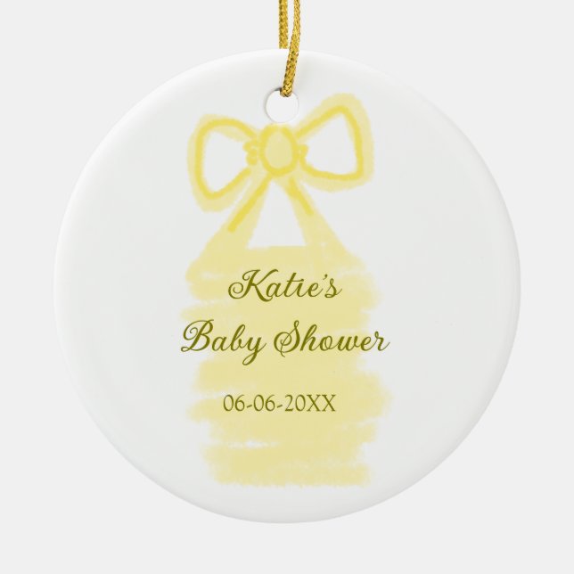 Elegant av modern babydusch-gult för vattenfärg julgransprydnad keramik (Framsidan)