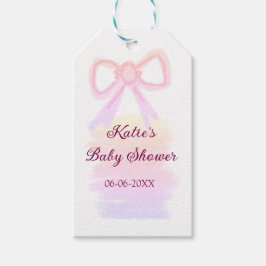 Elegant av modern babydusch, rosa, vattenfärg presentetikett