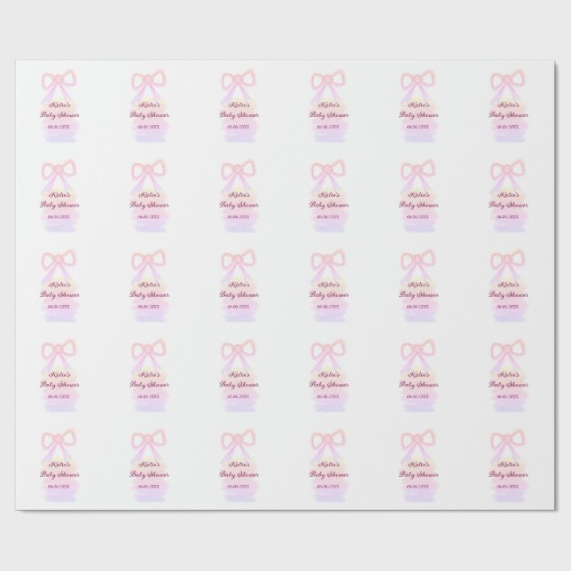 Elegant av modern babydusch, rosa, vattenfärg presentpapper (Platt)