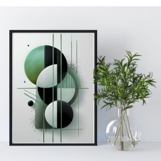 Elegant av modern Geometric Abstrakt-Grönt - minim Poster