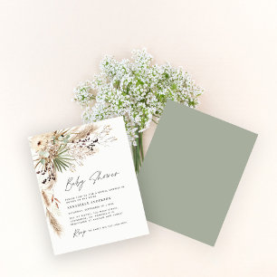 Elegant av modern grönt för babyduschpampas flygblad