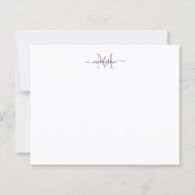 Elegant av Monogram Lila Notecard för budgetskript (Framsida)