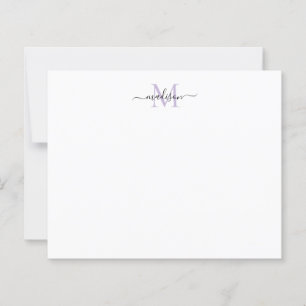 Elegant av Monogram Lila Notecard för budgetskript
