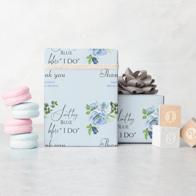 Elegant av något blått Blommigt Möhippa Gift Presentpapper (Baby Shower)