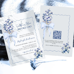 Elegant av något blått Blommigt QR-Möhippa för QR- Inbjudningar