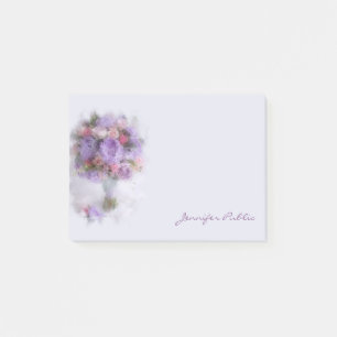 Elegant av Olja Färg Flowers Hand Script-mall Post-it Block