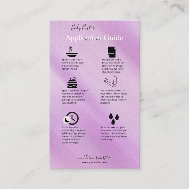 Elegant av programguiden för Body Butter Applicati Visitkort (Framsida)