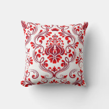 Elegant av Red and Burgundy Damask Blommönster
