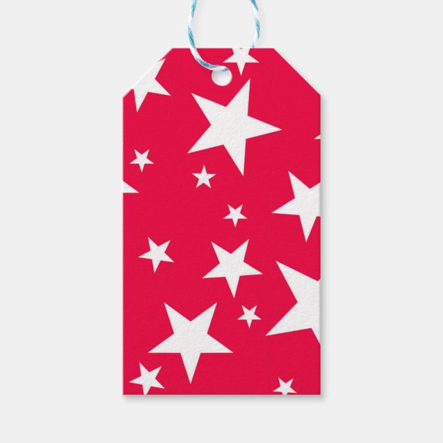 Elegant av Red White Stars-julmall Presentetikett (Framsidan)