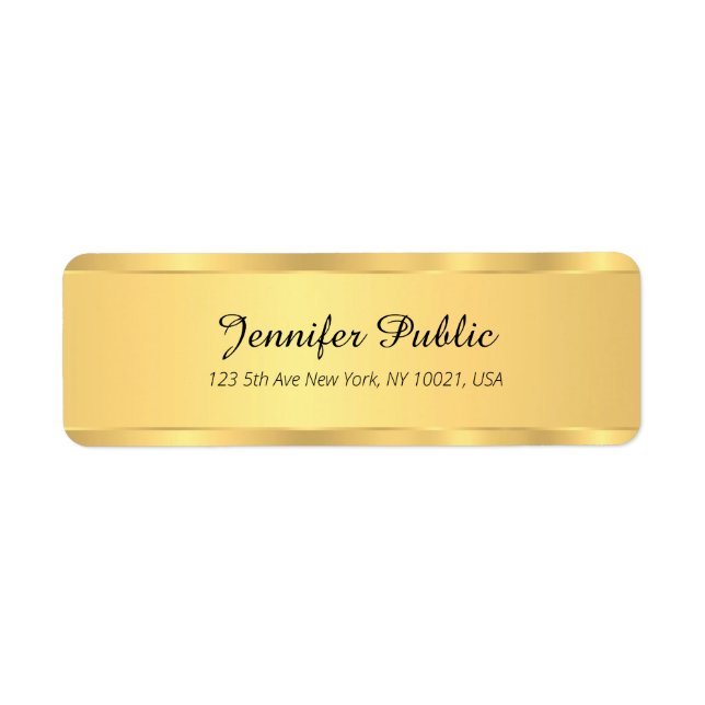 Elegant av Returadressen Svartvitt och Guld-glam Returadress Etikett (Framsidan)