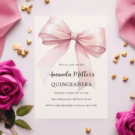 elegant av rosa bockkräm Quinceanera lyxury Inbjudningar