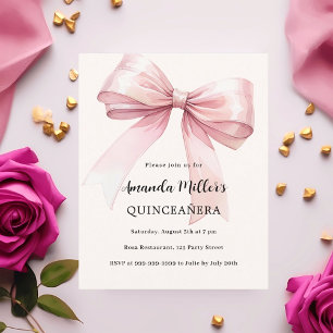 elegant av rosa buggkräm Quinceanera-inbjudan
