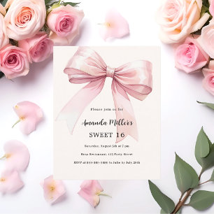 elegant av rosa buggkräm SVEET 16-inbjudan