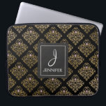 Elegant av rosa och guldfetter i Blommönstret Mono<br><div class="desc">Rosa,  Black and Faux Gold Foil Blommönster Elegant Monogram Fodral. Fodral kan anpassas så att du kan inkludera ditt initialvärde och fullt.</div>