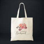 elegant av rustik peonies-skript bridesmaid Tote B Tygkasse<br><div class="desc">Vår "jordskalv"-samling har vattenfärgspennor på vacker höst färger med burgundy och dammig med matchande bladverk som kompletterar bra kraftbakgrund. Du kan välja en ljusgrav eller vit bakgrund och blanda och matcha den här samlingen som du vill. Elegantens kalligrafiskript förstärker det övergripande utseendet och paras väl med en kombination av serif...</div>