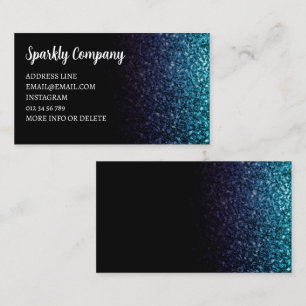 Elegant av svart havsblått Ombre faux glitter-gnis Visitkort
