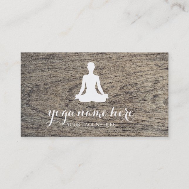 Elegant av träbakgrund om Logotyp Yoga Visitkort (Framsida)