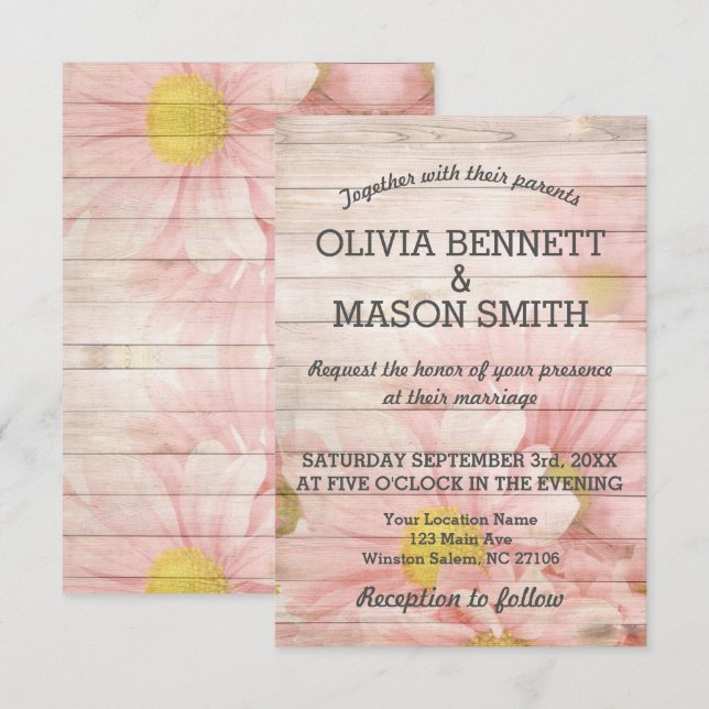 Elegant av träblomma, texturerat Bröllop-kort Inbjudningar (Fram/baksida)