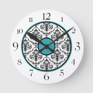 Elegant av Turcos Black & White Damask Round Clock Rund Klocka