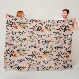 Elegant av vackra vilda blommor, vattenfärgsmodern fleecefilt