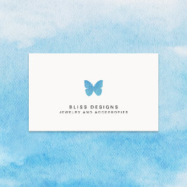 Elegant av vattenblå vattenfärgsfjäril (Butterfly Visitkort