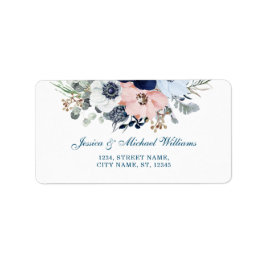 Elegant av vattenfärgad Blommigt Bouquet Blue Anem Adressetikett