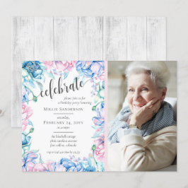 Elegant av vattenfärgen Blommigt Farmhouse Birthda Inbjudningar