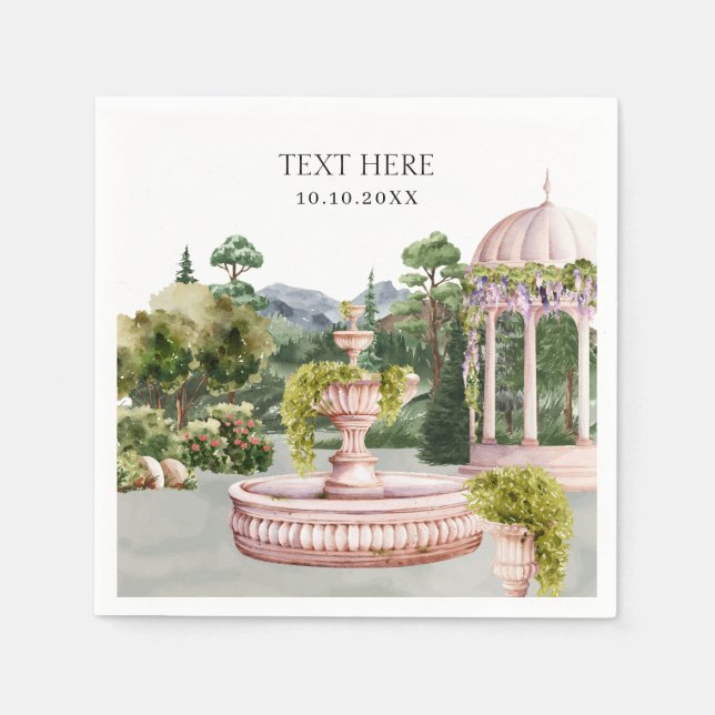 Elegant av vattenfärgen Dreamy grönt-trädgård Pappersservett (Framsidan)