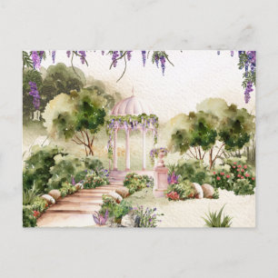 Elegant av vattenfärgen Dreamy grönt-trädgård Vykort