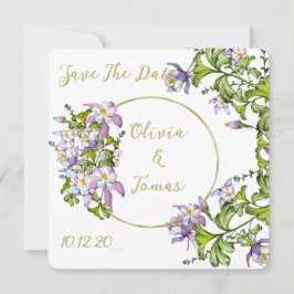 Elegant av vattenfärgskolumbiner inbjudningar