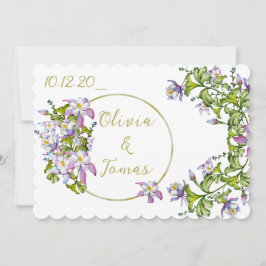 Elegant av vattenfärgskolumbiner julkort