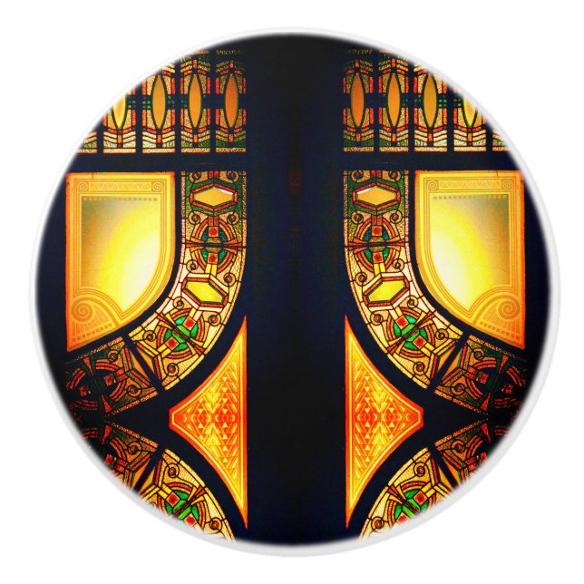 Elegant av Victorian nedfläckad glass door Knopp (Framsidan)