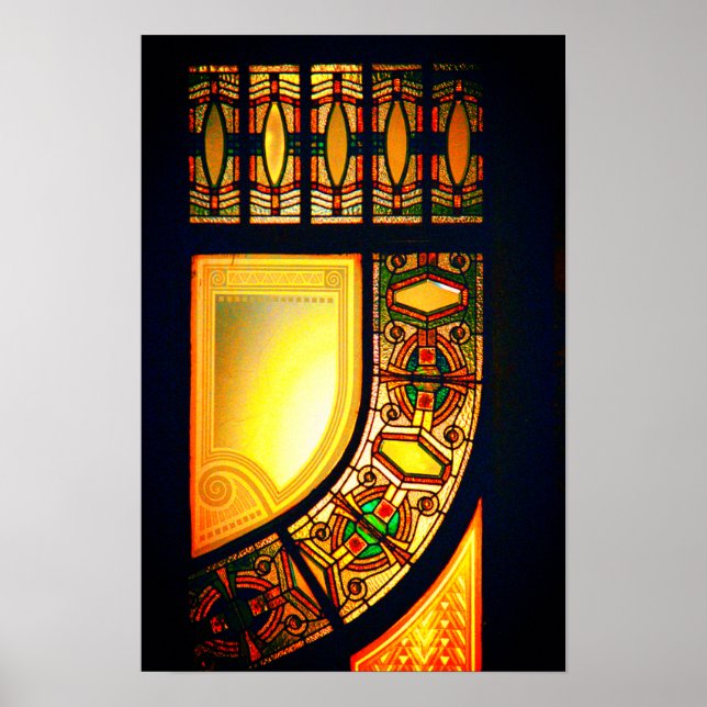Elegant av Victorian nedfläckad glass door Poster (Framsidan)