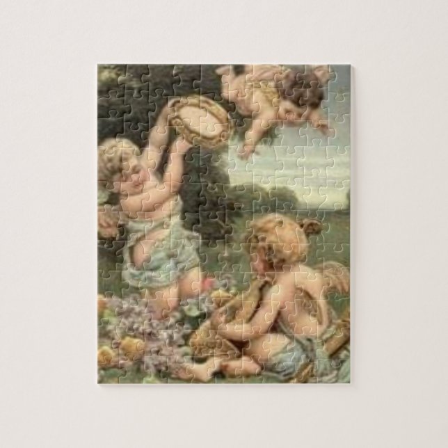 Elegant av Vintage av pepparteknik Art Cherubs Pussel (Vertikal)