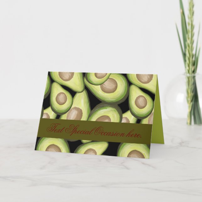 Elegant "Avocado" Skriv ut mappat gratulationskort Kort (Framsida)