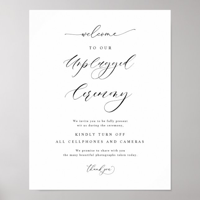 Elegant Avstängd Ceremoni Vertikal Bröllopsskylt Poster (Framsidan)
