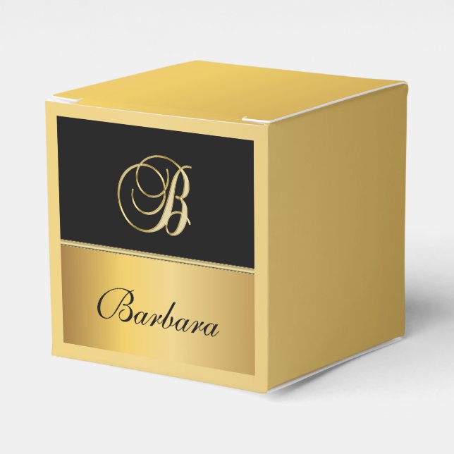 Elegant ’B’ Monogram Personlig Namn Black Guld Presentaskar (Framsidan Sidan)