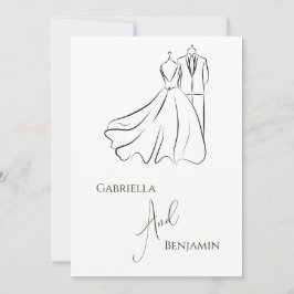 Elegant B&W Bröllop Tux & Dress Formellt Bröllop Inbjudningar