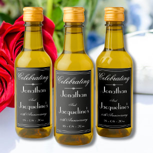 Elegant B & W Favoriter Chic Bröllop-årsdag Mini Vinetikett