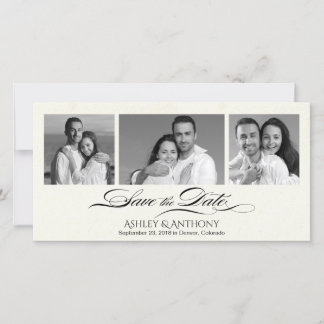 Elegant B&W Photo Collage Bröllop spara datum Datumet
