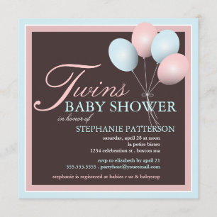 Elegant Baby Ballon Twillingars Baby Shower-inbjud Inbjudningar