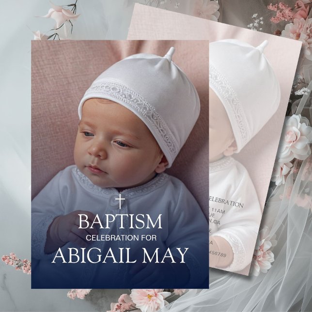 Elegant Baby-baptism - fotominimalistisk Inbjudningar (Skapare uppladdad)