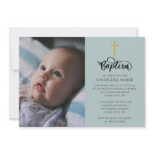 Elegant Baby Baptism Inbjudan med Photo och Kor