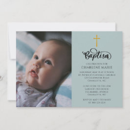 Elegant Baby Baptism Inbjudan med Photo och Kor
