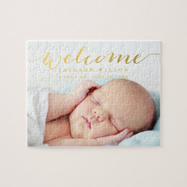 Elegant Baby Birth Notice Pussel (Horisontell)