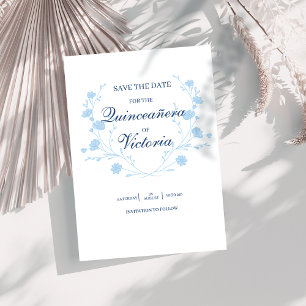 Elegant Baby blue blommigt Quinceanera Spara Datumet