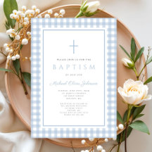Elegant Baby Blue Gingham Boy Baptism