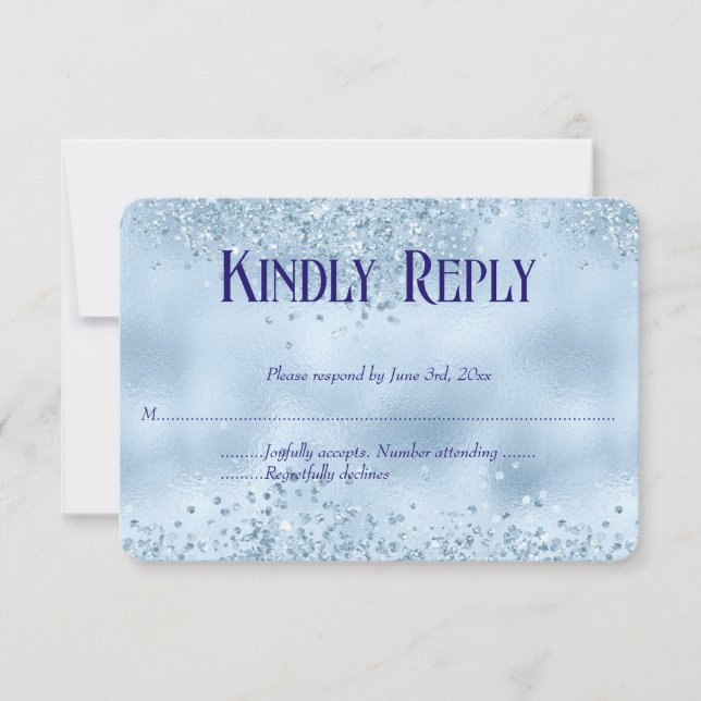 Elegant Baby blue Glitter & Foil Bröllop OSA-kort OSA Kort (Framsida)
