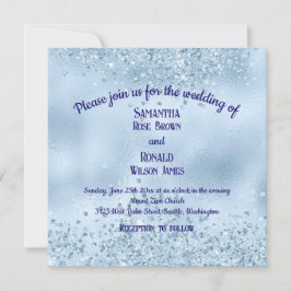 Elegant Baby blue Glitter och Foil Bröllop Inbjudningar